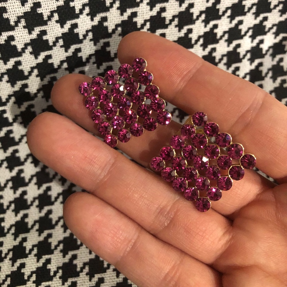 Pink square earrings
